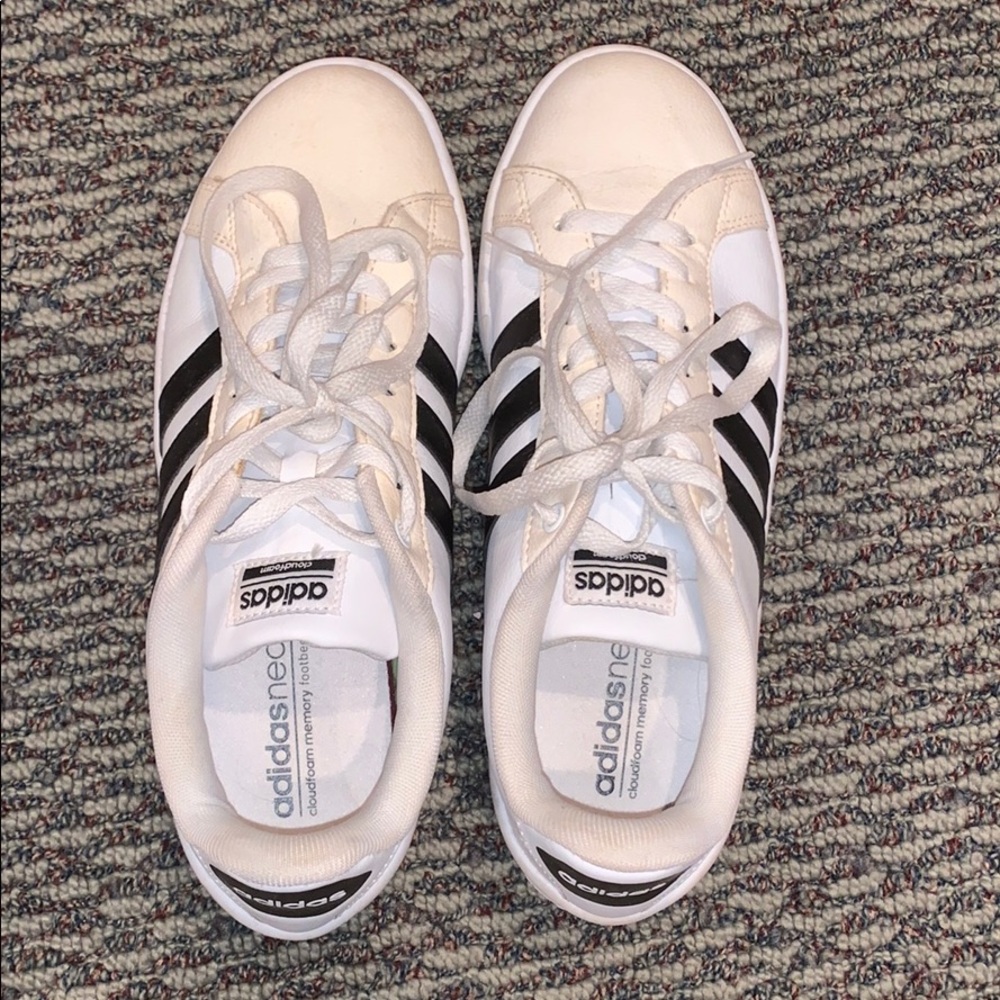 Cream and white adidas sneakers